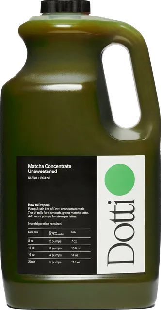 Garrafa de concentrado de matcha Dotti sin azúcar de 64 fl oz